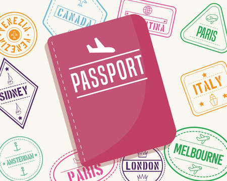 passport and international sealsのイラスト素材