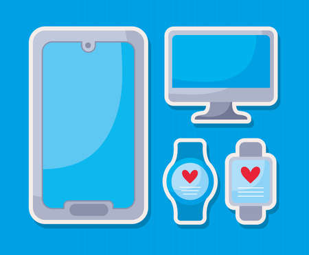 four health monitors iconsのイラスト素材