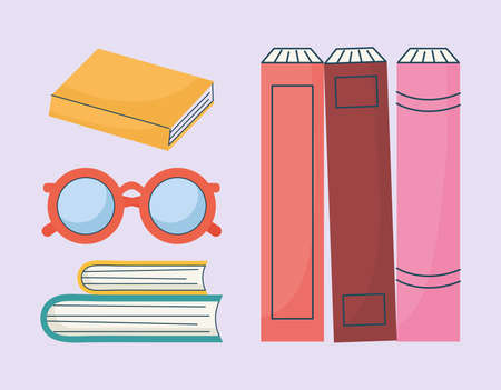 four books itemsのイラスト素材