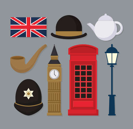 eight uk itemsのイラスト素材