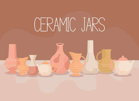 pottery jars illustrationのイラスト素材