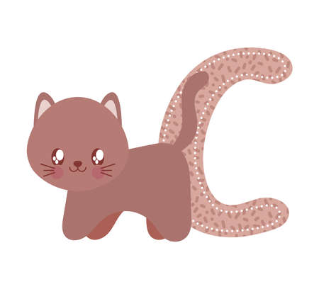letter C with catのイラスト素材