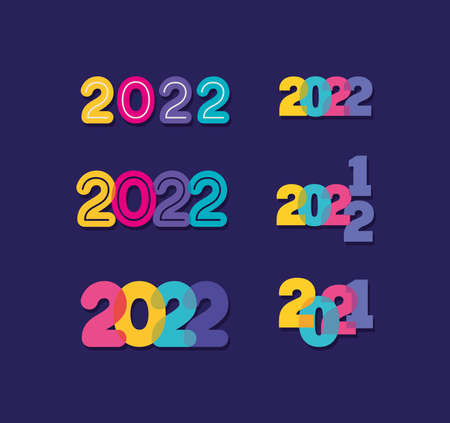 cute 2022 year iconsのイラスト素材
