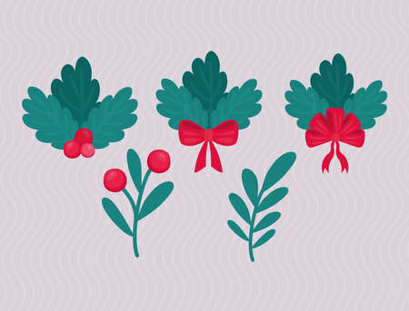 five xmas mistleteoeのイラスト素材