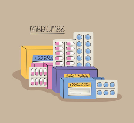 pills boxes posterのイラスト素材
