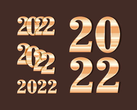 golden 2022 year itemsのイラスト素材