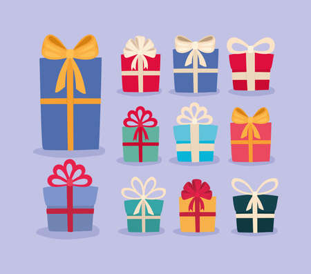 eleven gift boxesのイラスト素材