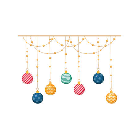 colored christmas ballsのイラスト素材
