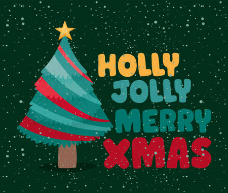 holly jolly christmas cardのイラスト素材
