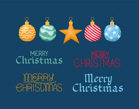 christmas texts and ballsのイラスト素材