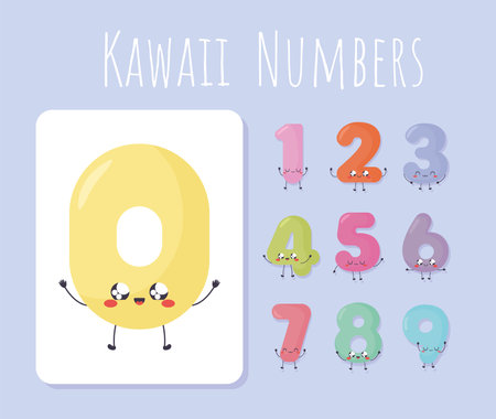 kawaii numbers designのイラスト素材