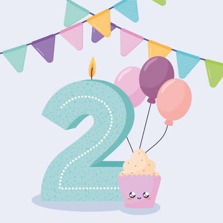 candle number two in cardのイラスト素材