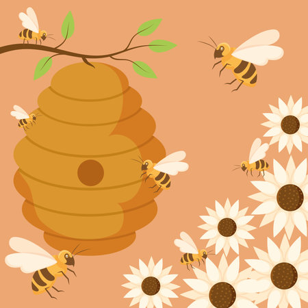 bees making honey