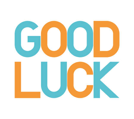 colored good luck letteringのイラスト素材