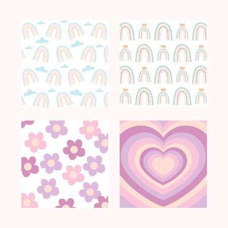 four cute patternsのイラスト素材