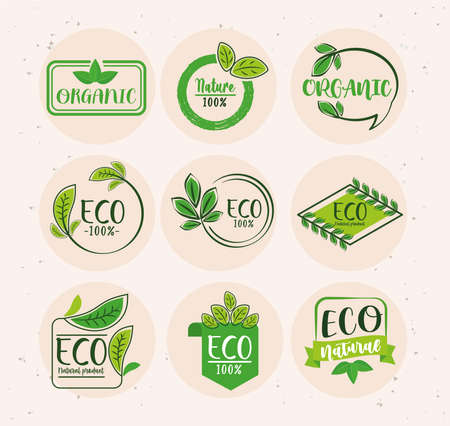 nine eco labelsのイラスト素材