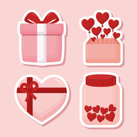four valentines day itemsのイラスト素材