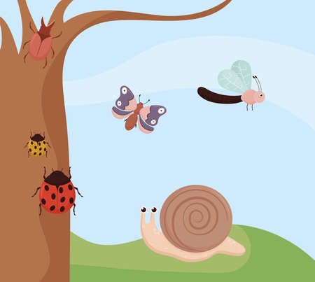 cute bugs posterのイラスト素材