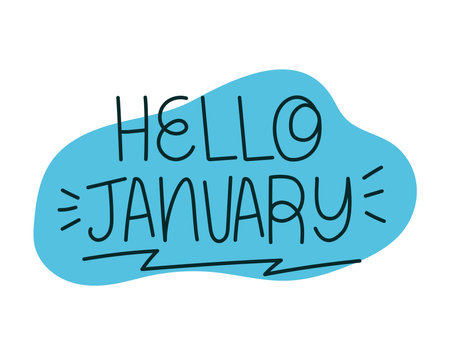 lettering of hello januaryのイラスト素材