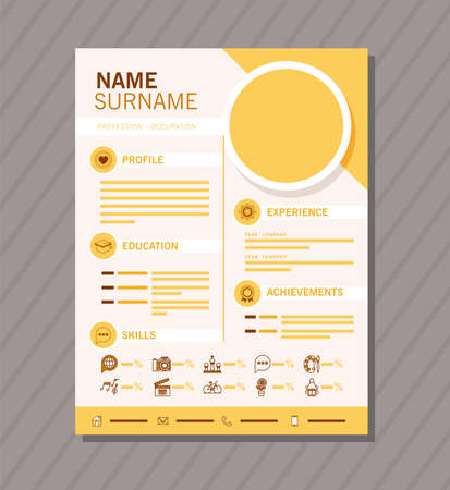 yellow curriculum vitaeのイラスト素材