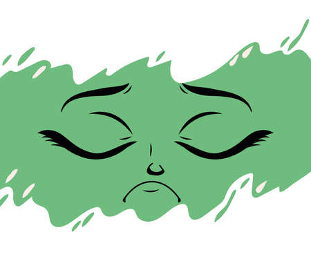 sad anime faceのイラスト素材