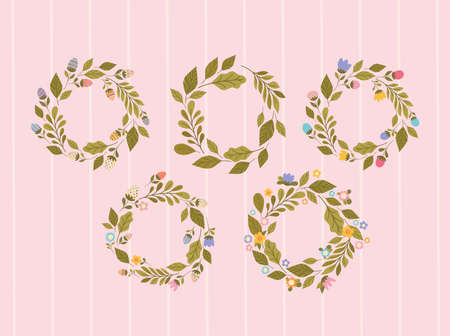 five plants wreathsのイラスト素材