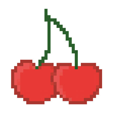 pixelated cherry designのイラスト素材