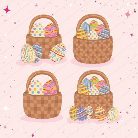 four eggs basketのイラスト素材