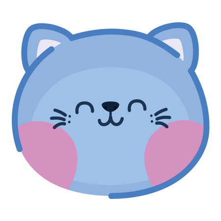 blue cat faceのイラスト素材