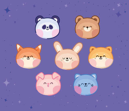 kawaii animals groupのイラスト素材
