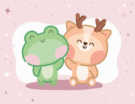 reindeer and frogのイラスト素材