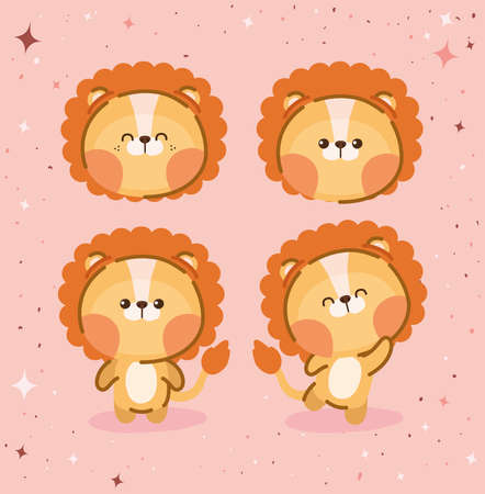 four lions setのイラスト素材