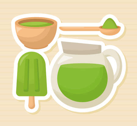 four matcha itemsのイラスト素材