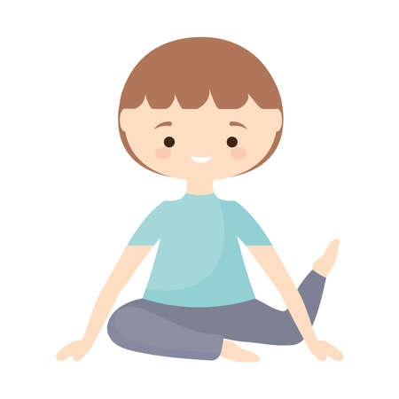 yoga boy illustrationのイラスト素材