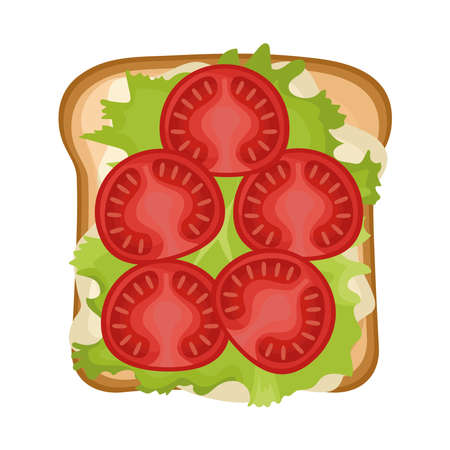 tomato and lettuce toastのイラスト素材