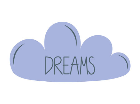 cloud with dreams letteringのイラスト素材