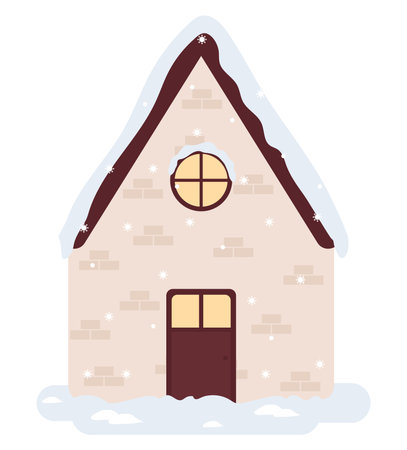 beige winter cozy houseのイラスト素材