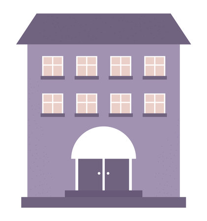 flat purple buildingのイラスト素材