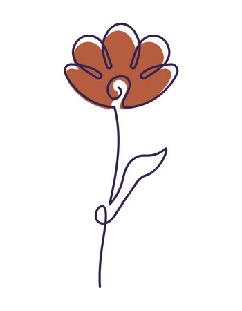 colored one line flowerのイラスト素材
