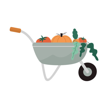 wheelbarrow with vegetablesのイラスト素材