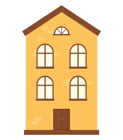 flat yellow buildingのイラスト素材