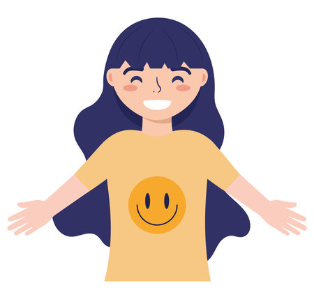 glad girl illustrationのイラスト素材