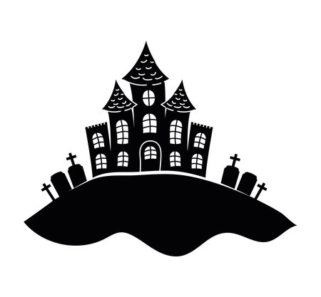 black cemetery illustrationのイラスト素材