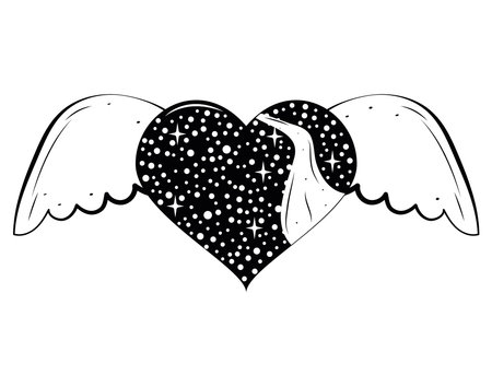 surreal heart with wingsのイラスト素材