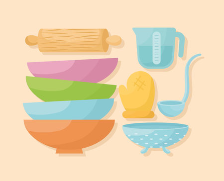 six kitchen accessoriesのイラスト素材