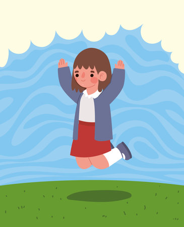 school kid illustrationのイラスト素材