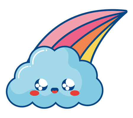 kawaii cloud and rainbowのイラスト素材