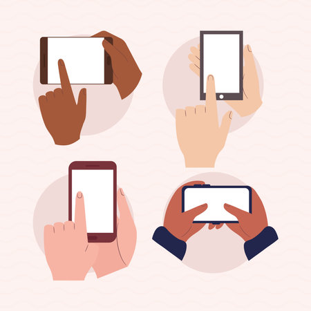 hands with smartphonesのイラスト素材