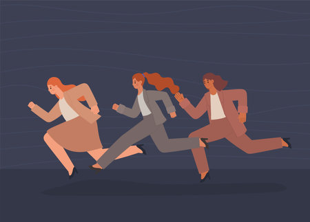 businesswomen running in high heelsのイラスト素材