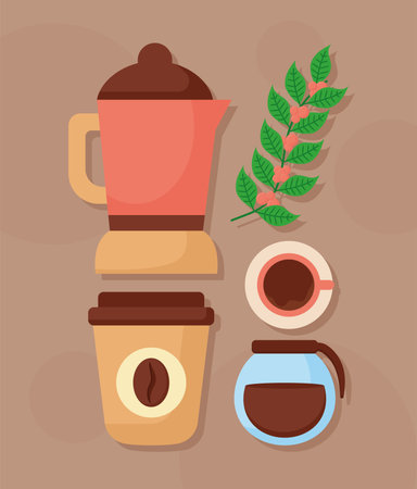 coffee methods icons setのイラスト素材
